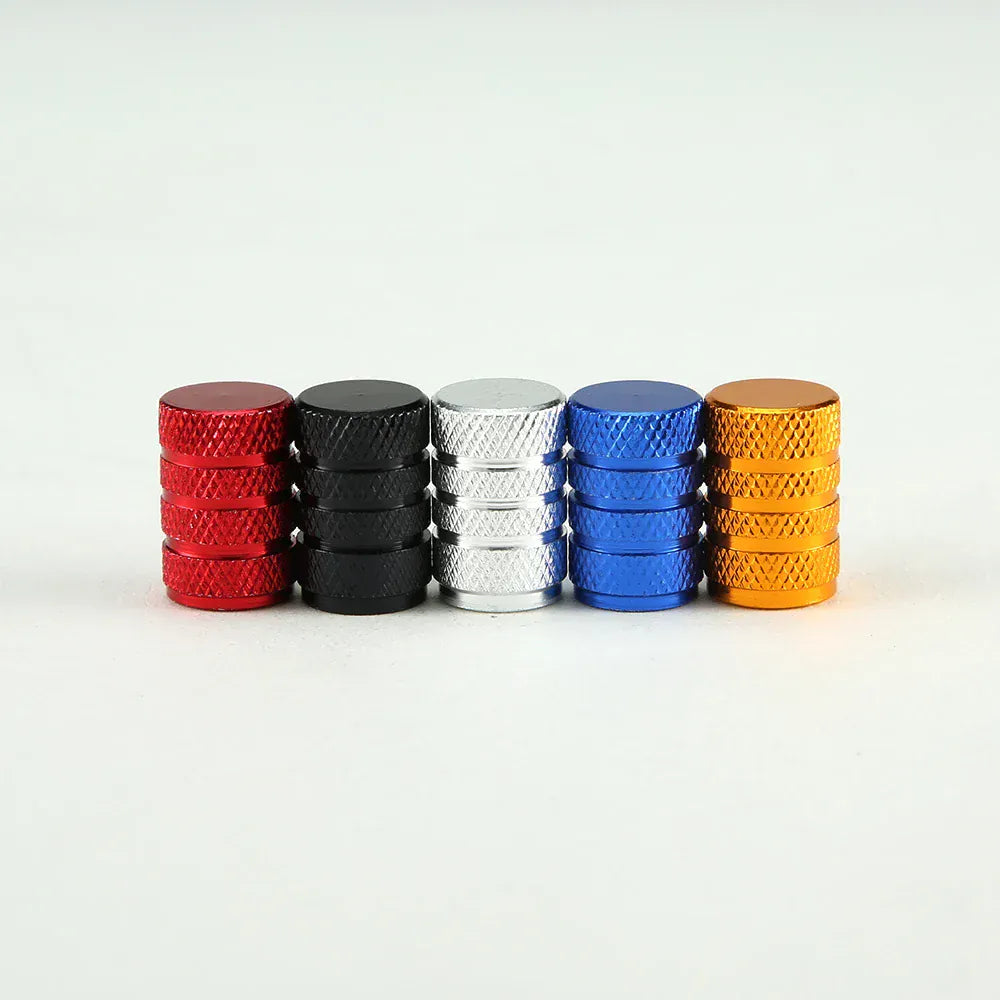 4Pcs Knurling Style Tire Valve Cap Aluminum Silver Car Tire Valve Stems Cap Tire Wheel Stem Air Valve Cap tire valve caps