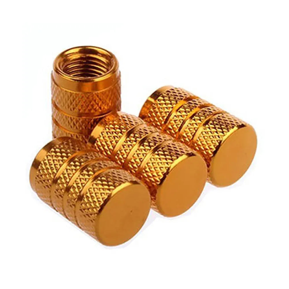 4Pcs Knurling Style Tire Valve Cap Aluminum Silver Car Tire Valve Stems Cap Tire Wheel Stem Air Valve Cap tire valve caps