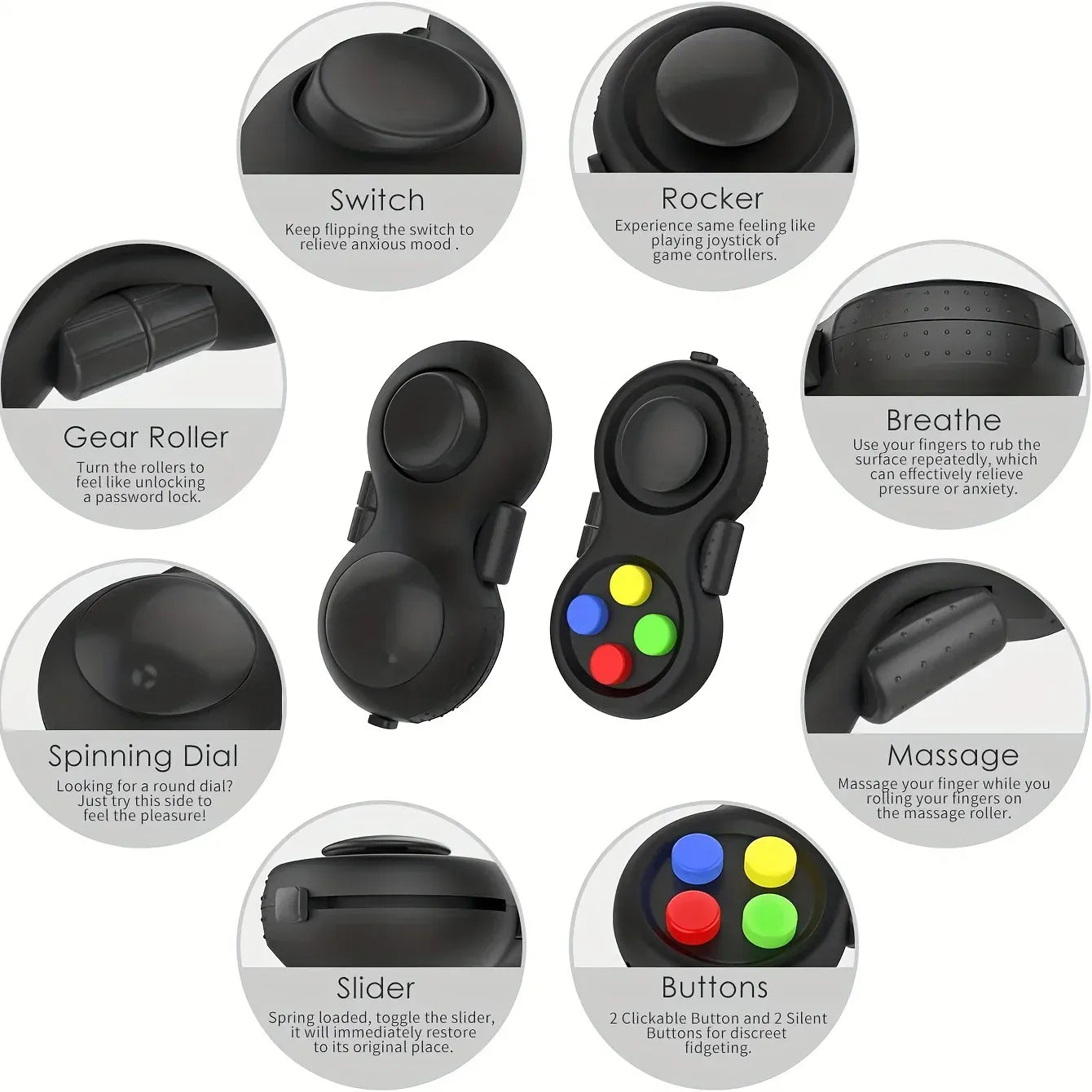 8-in-1 Fidget Pad Controller - Ultimate Stress Relief Toy for Anxiety & Focus