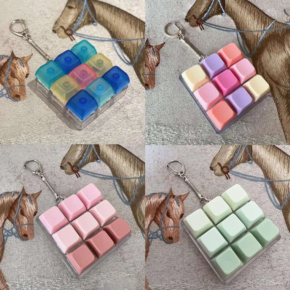 9-Key Keyboard Fidget Toy - Mini Clicker Keychain for Stress Relief