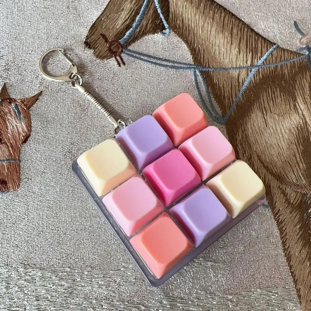 9-Key Keyboard Fidget Toy - Mini Clicker Keychain for Stress Relief