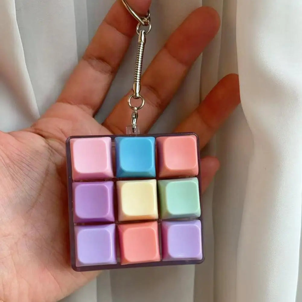 9-Key Keyboard Fidget Toy - Mini Clicker Keychain for Stress Relief