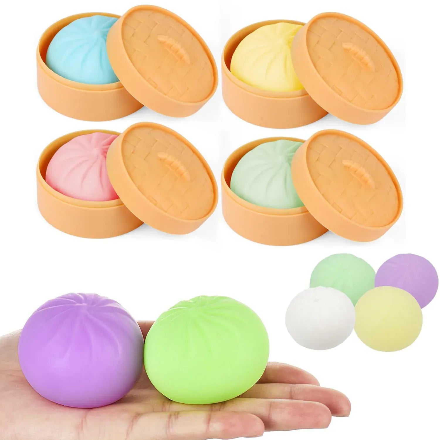 Dumpling Squishy Stress Ball with Mini Steamer - Sensory Fidget Toy