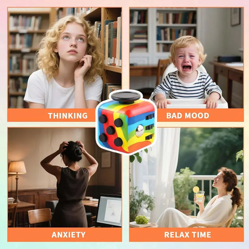 Compact Fidget Cube - Multi-Sensory Stress Relief Toy for Anxiety, ADHD & Focus