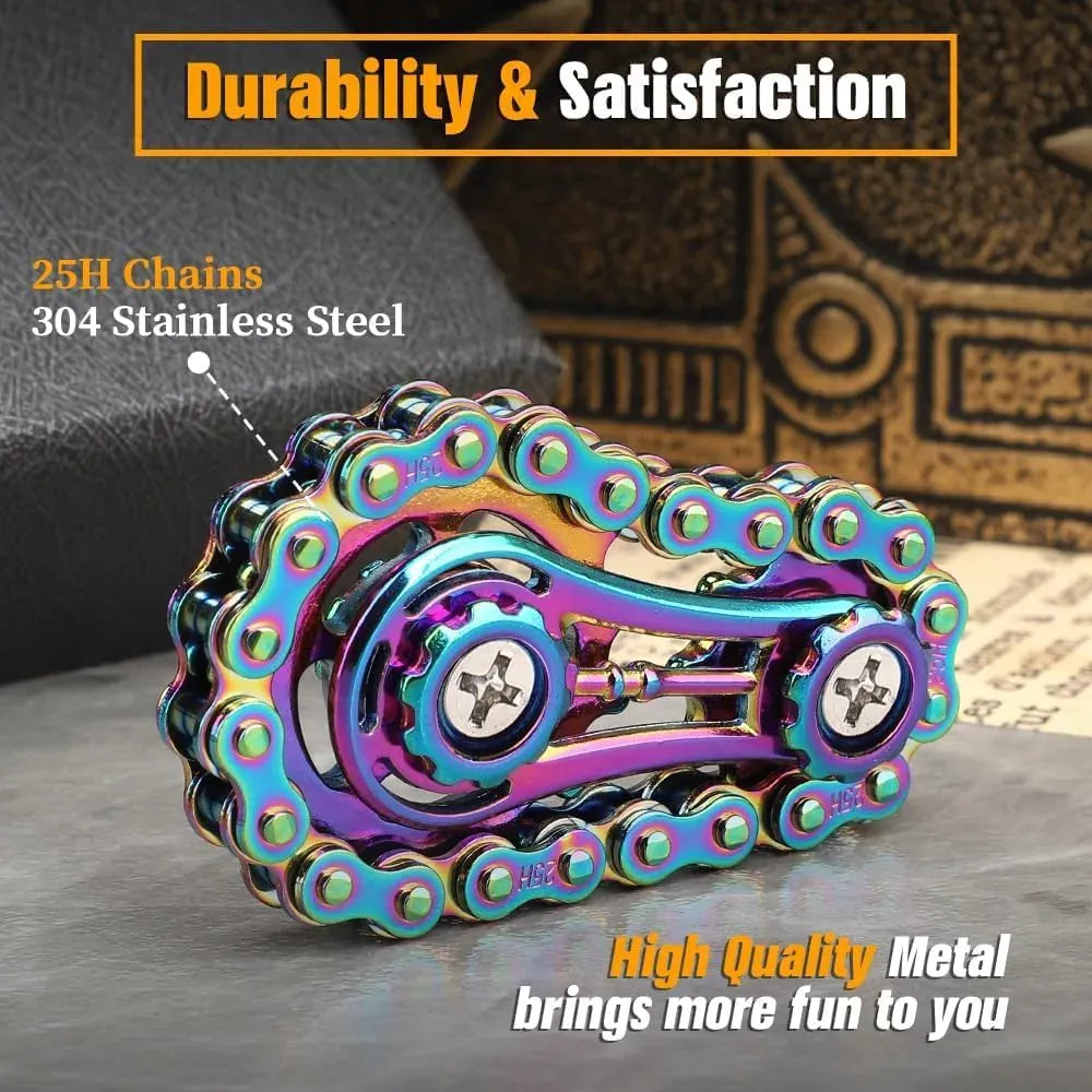 Fidget Chain Bike Spinner - Metal Stress Relief Toy for Focus & Anxiety