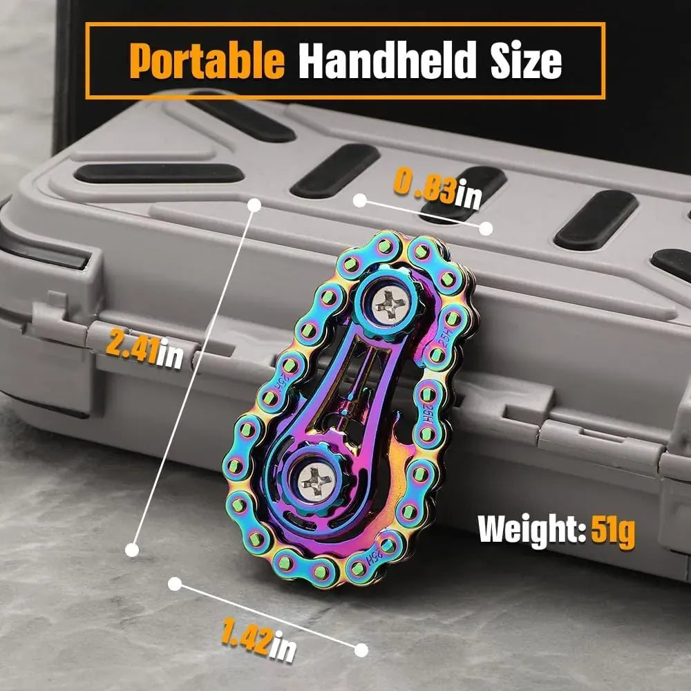 Fidget Chain Bike Spinner - Metal Stress Relief Toy for Focus & Anxiety