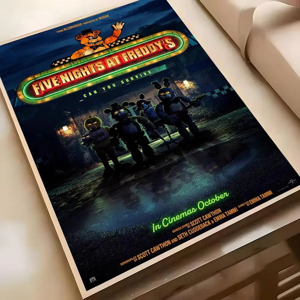 Fnaf Five-nights-At-Freddys Game Poster Poster Waterproof HD Wall Art Decal Self-Adhesive Aesthetic Decor For Home Living