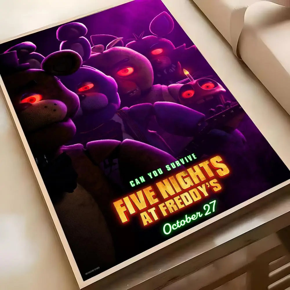 Fnaf Five-nights-At-Freddys Game Poster Poster Waterproof HD Wall Art Decal Self-Adhesive Aesthetic Decor For Home Living