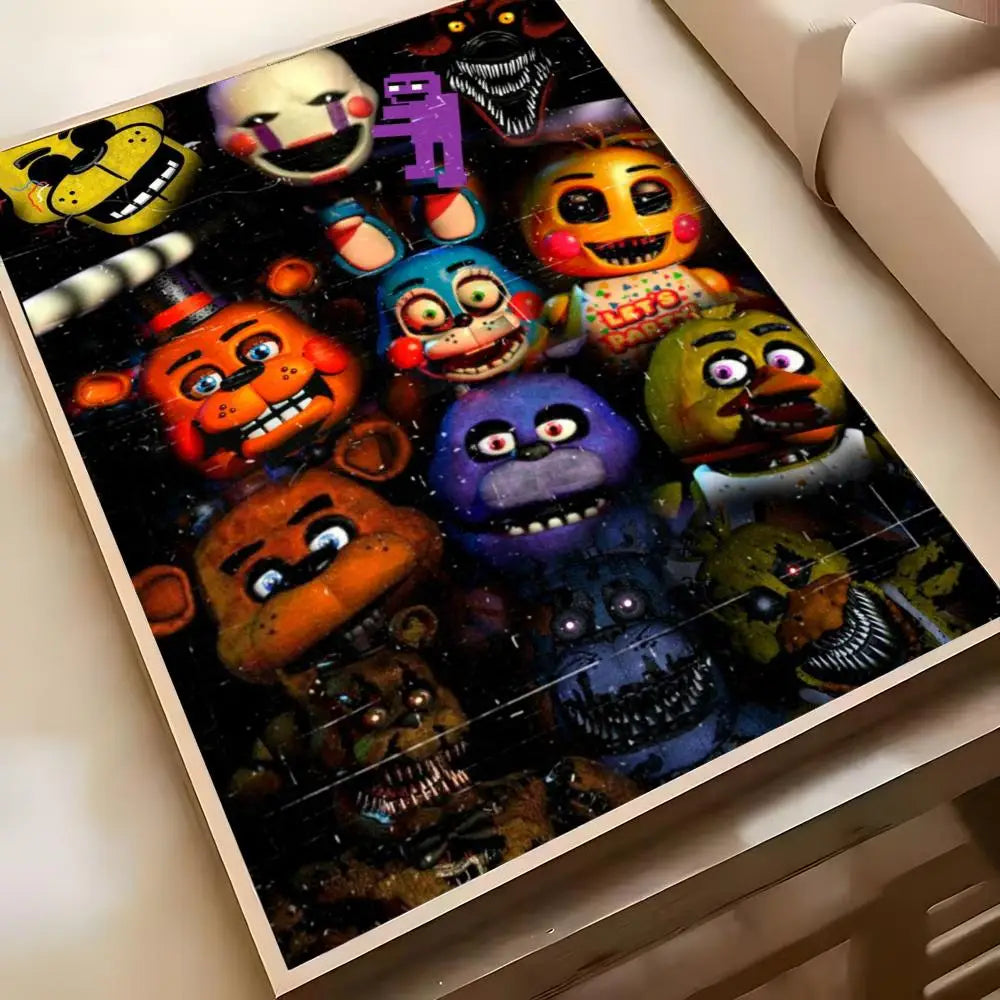 Fnaf Five-nights-At-Freddys Game Poster Poster Waterproof HD Wall Art Decal Self-Adhesive Aesthetic Decor For Home Living