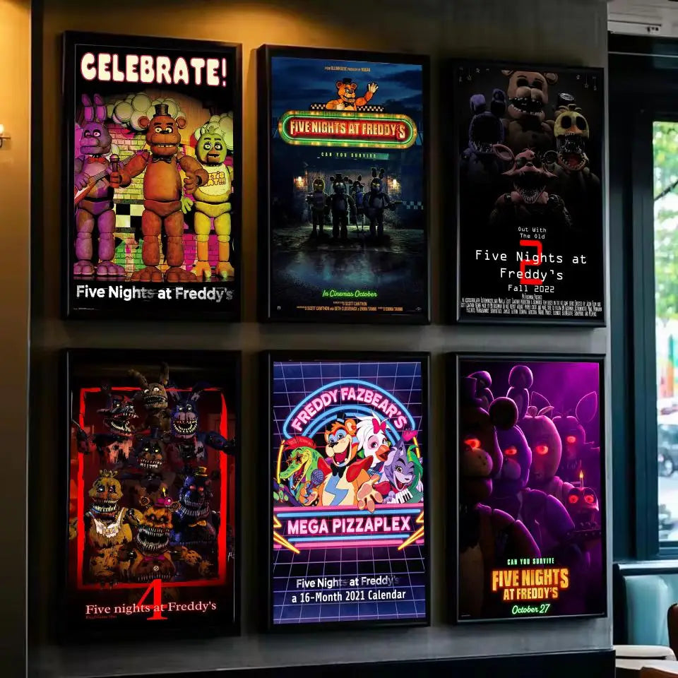 Fnaf Five-nights-At-Freddys Game Poster Poster Waterproof HD Wall Art Decal Self-Adhesive Aesthetic Decor For Home Living