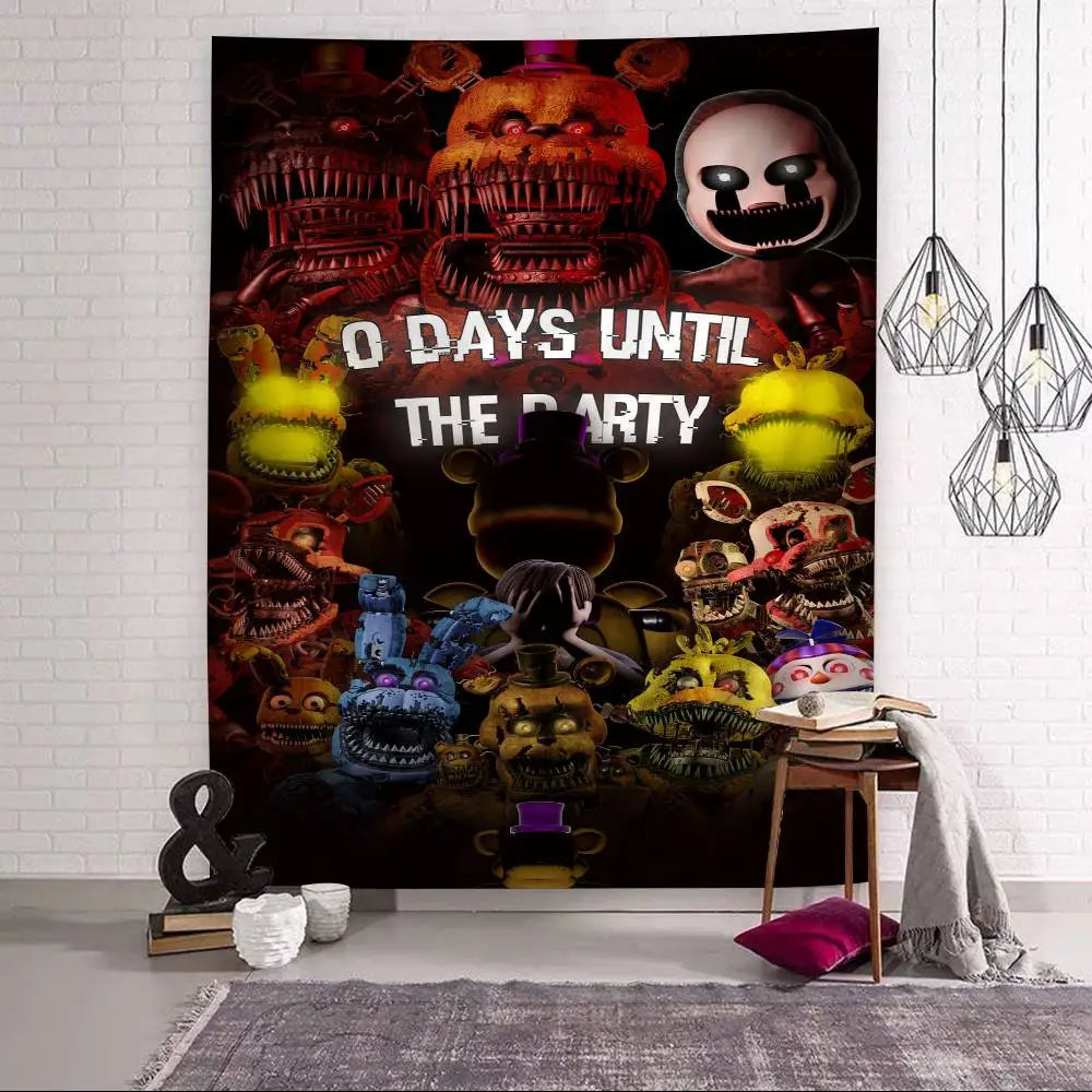 FNAF Game Security Breach Anime Tapestry Hanging Tarot Hippie Wall Rugs Dorm Home Decor