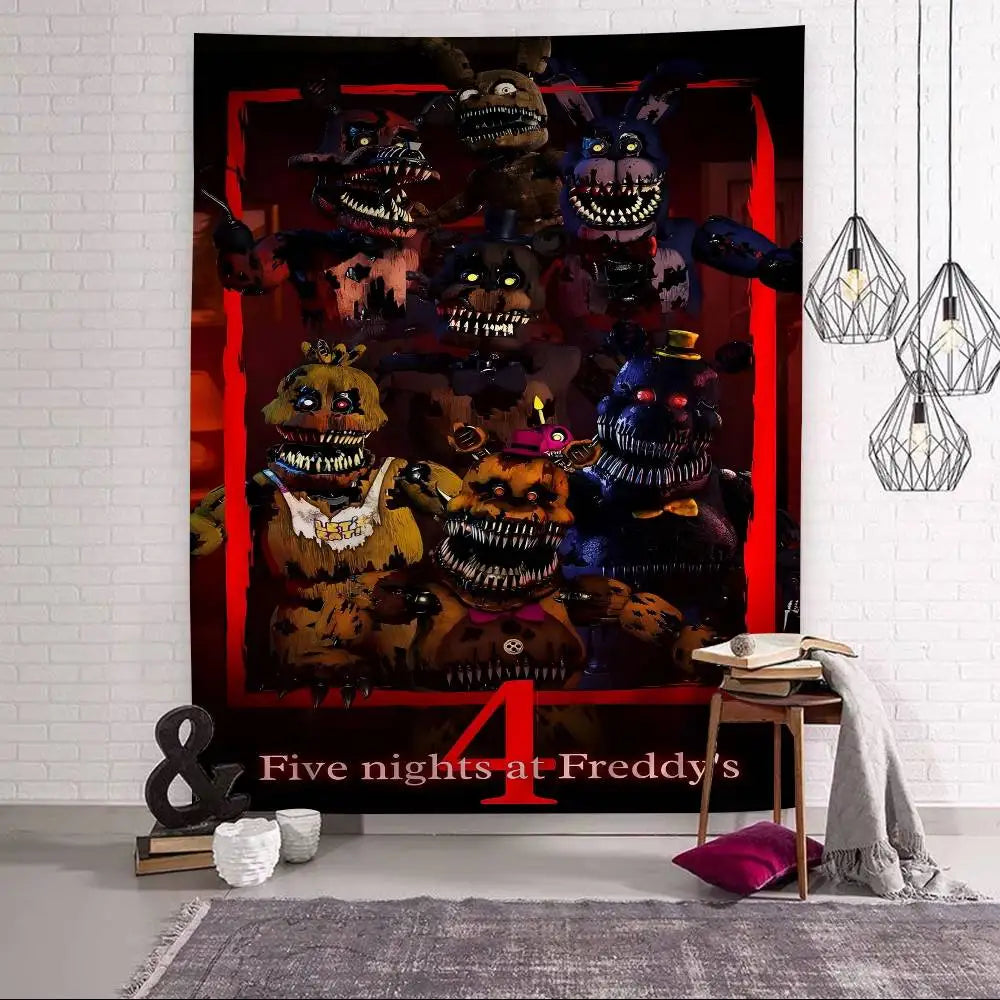 FNAF Game Security Breach Anime Tapestry Hanging Tarot Hippie Wall Rugs Dorm Home Decor