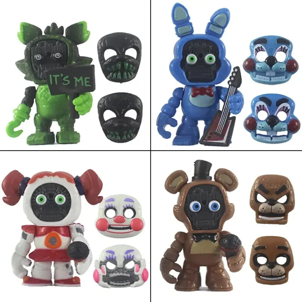 FNAF Panic Game Midnight Toy Bear Foxy Chica Fazbear Bonnie Change Masks Action Figurine Anime1 PCS Randomly Sent
