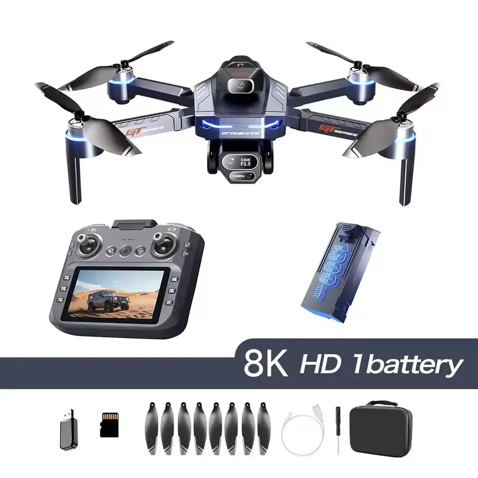 GT8 Drone 6K /8K HD Camera Obstacle Avoidance Aerial Photography Brushless Drone with Screen Foldable RC Drone four-axis Drone