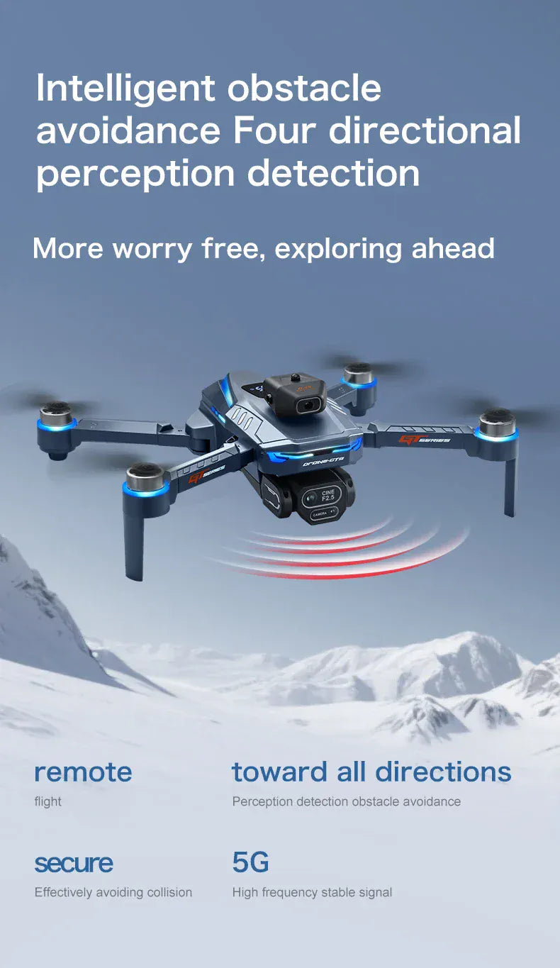 GT8 Drone with Screen 8K HD Camera WIFI Brushless Aerial photography quadcopter battery power display colourful lights RC dron