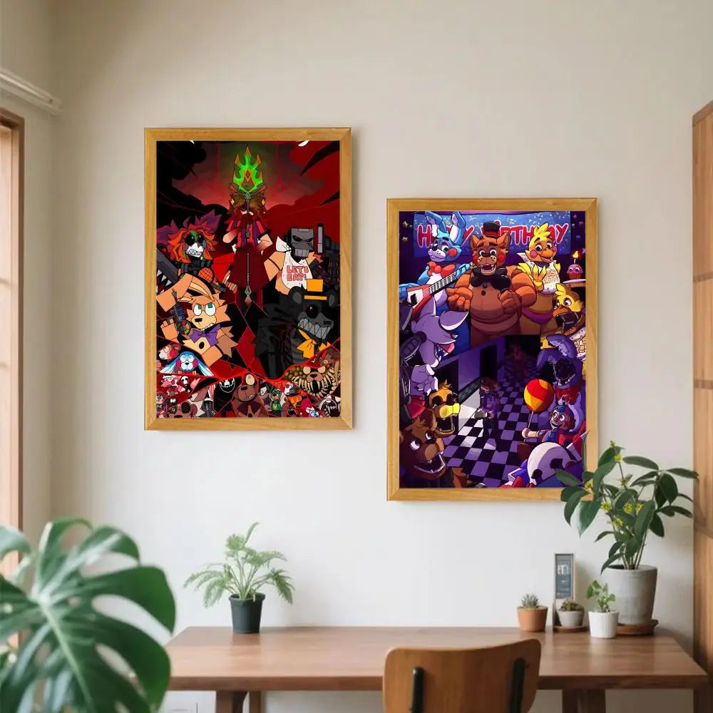 New F-F-FNAF Movie Game Poster HD Anime Hot Theme Singer/OST/Movie-Waterproof Self-Stick Home Decor