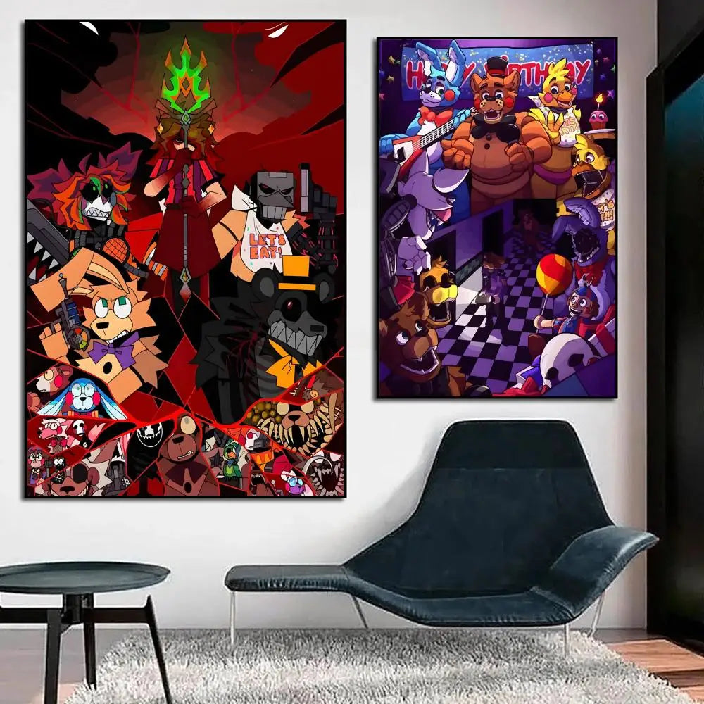 New F-F-FNAF Movie Game Poster HD Anime Hot Theme Singer/OST/Movie-Waterproof Self-Stick Home Decor