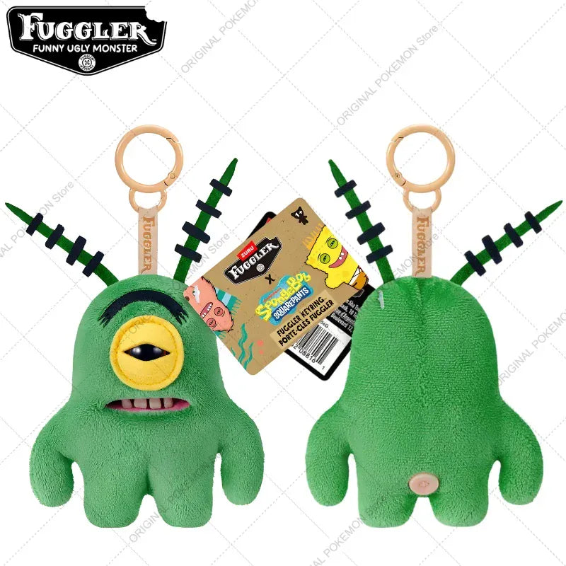 Original Fuggler Funny Ugly Teeth Monster Plush Toys Keychain Fugglers SpongeBob SquarePants Series Peluche Doll Key Rings Gifts