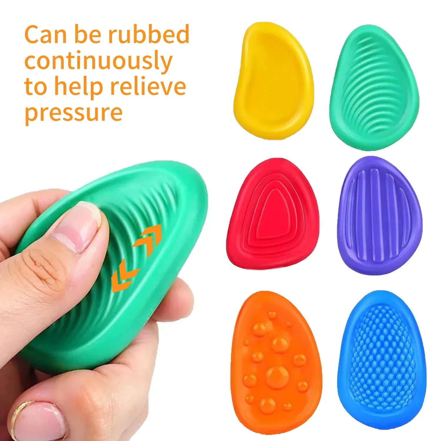 Sensory Worry Stones - 6 Pack Fidget Toys for Anxiety, Autism & ADHD Relief