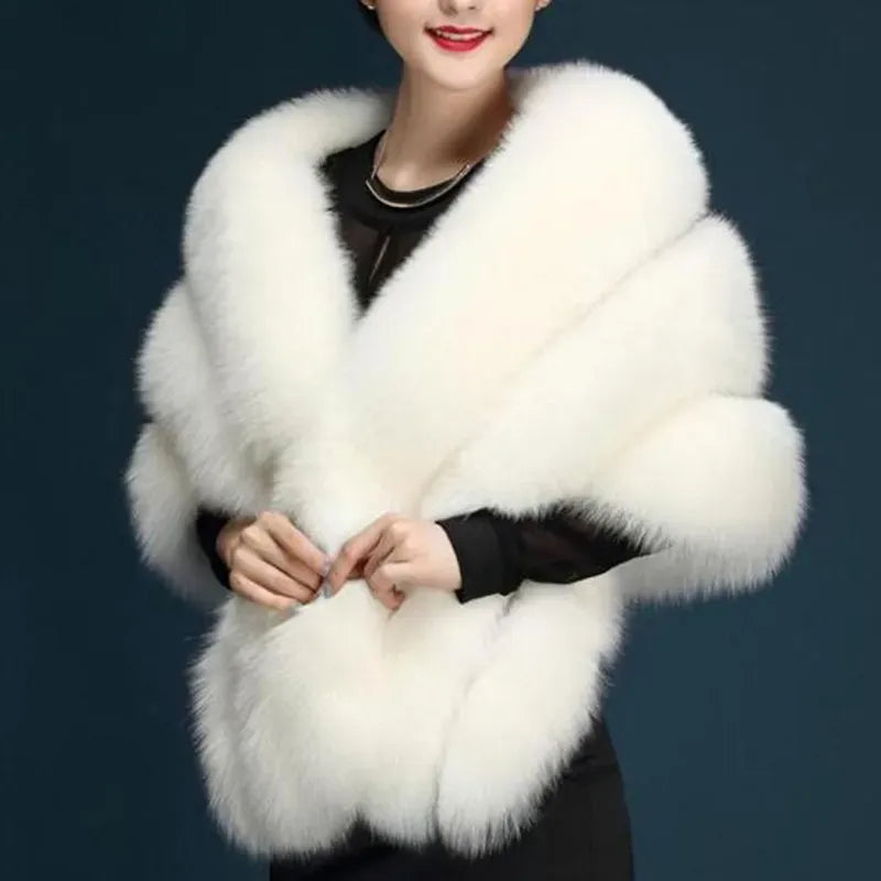 Winter Warm imitation mink women's fox fur collar shawl scarf cloak mink fur coat Bridal dress hairy large shawl cape short coat