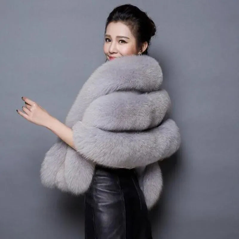 Winter Warm imitation mink women's fox fur collar shawl scarf cloak mink fur coat Bridal dress hairy large shawl cape short coat